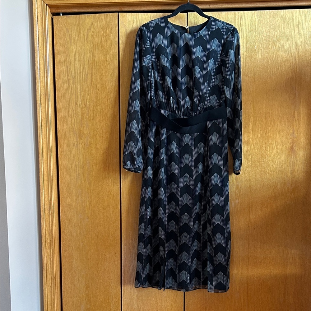 Elegant Black and White Chevron Dress